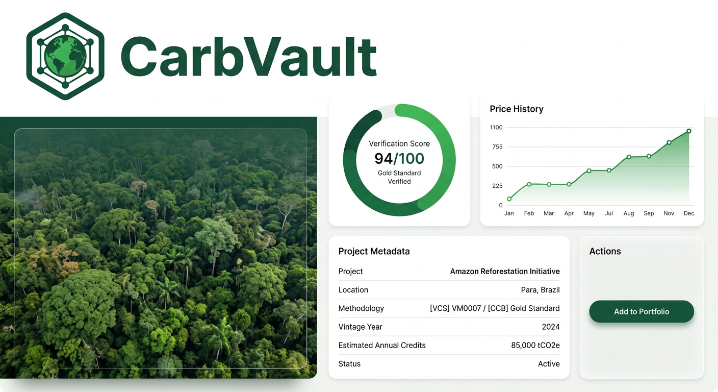 Project detail with satellite imagery and verification score