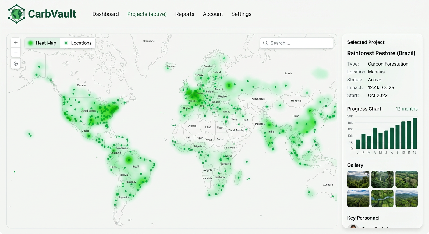 Global project map with density heatmap